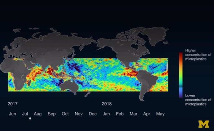 Detección CYGNSS de concentración global de microplásticos en los océanos