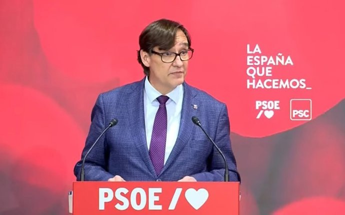 El líder del PSC en el Parlament, Salvador Illa, en su intervención en la clausura del acto telemático de presentación de la Ponencia de Inclusión Social y Políticas de Bienestar para el 40 Congreso Federal del PSOE, a 11 de junio de 2021.