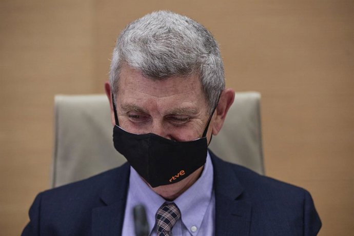 Archivo - El presidente de la Corporación RTVE, José Manuel Pérez Tornero, interviene en una Comisión Mixta de Control Parlamentario de la Corporación RTVE y sus Sociedades,  a 29 de abril de 2021, en la Sala Prim del Congreso de los Diputados, Madrid, 