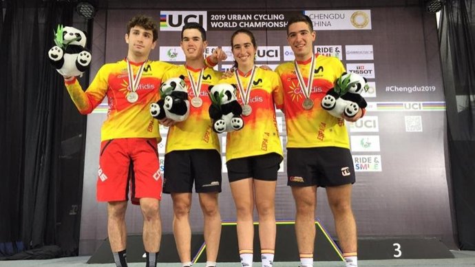 Selección española de trial de ciclismo, en el Mundial de Chengdu (China) en 2019