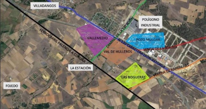 Archivo - Zona en la se señalan los lugares en los que se habrían encontrado cuerpos de personas asesinadas en 1936 en Villadangos del Páramo (León).