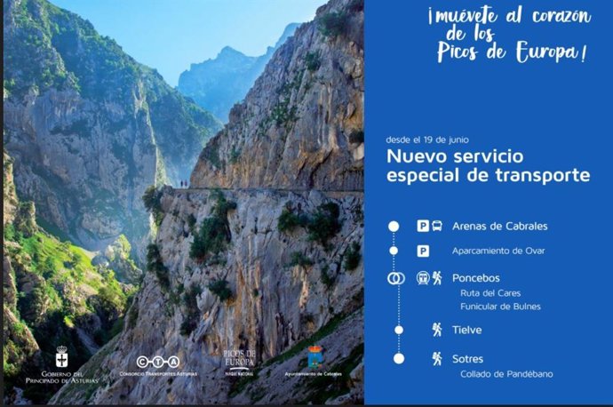 Archivo - Cartel del plan especial de transporte entre Arenas y Sotres.