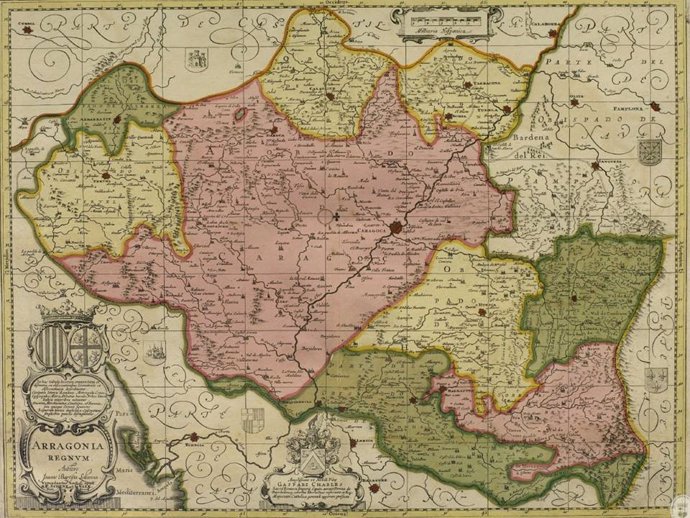 Mapa histórico del Fondo Documental de las Cortes de Aragón.