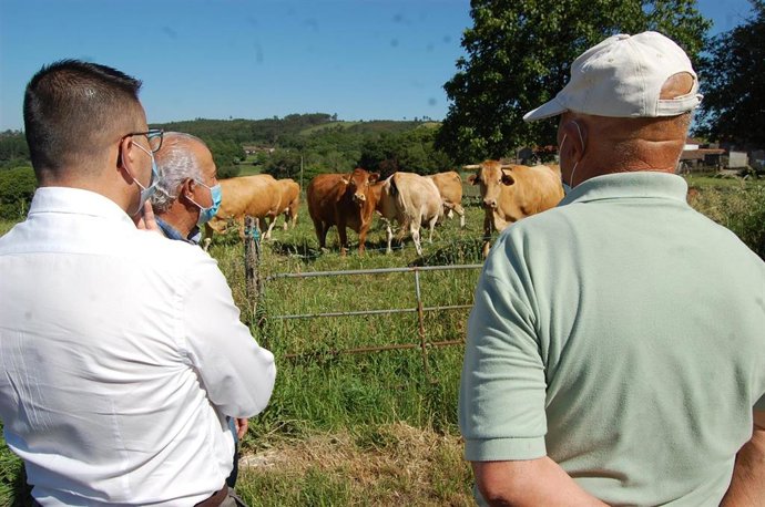 El conselleiro de Medio Rural, José González, visita una explotación de A Peroxa (Ourense)