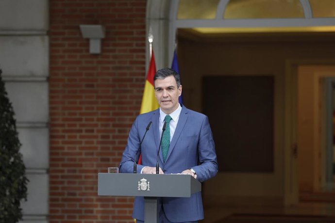 Archivo - El presidente del Gobierno, Pedro Sánchez, comparece ante los medios para informar sobre los cambios en el Ejecutivo, en Madrid (España), a 30 de marzo de 2021, tras la marcha de Pablo Iglesias del Ejecutivo.
