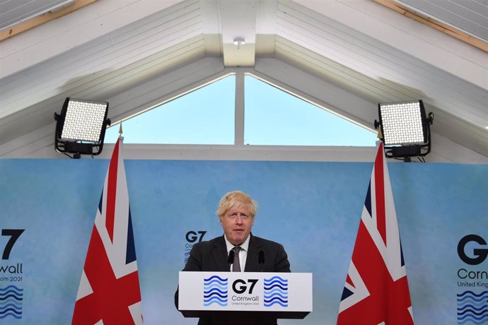 El primer ministro Boris Johnson durante una rueda de prensa