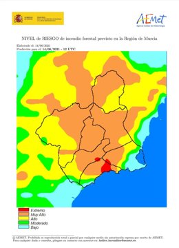 Nivel de riesgo de incendio forestal