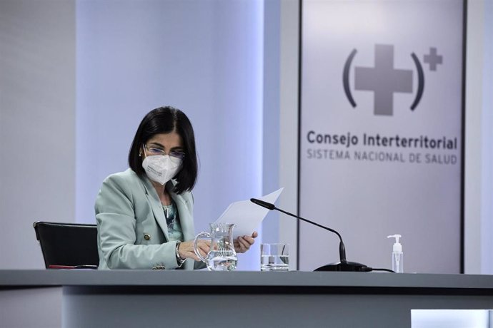 La ministra de Sanidad, Carolina Darias, durante la rueda de prensa posterior al Consejo Interterritorial de Salud, a 9 de junio de 2021, en Madrid (España). 