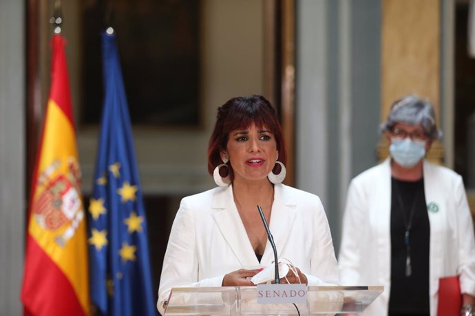 La líder de Anticapitalistas en Andalucía y diputada autonómica, Teresa Rodríguez interviene tras presentar una propuesta desde Andalucía en el Senado, a 24 de mayo de 2021, en Madrid (España). (Foto de archivo).