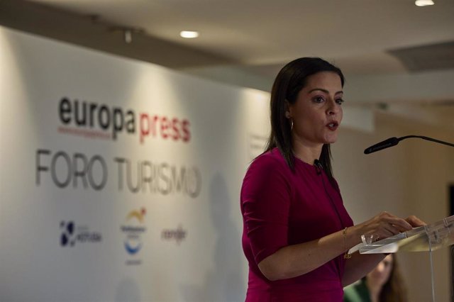 La  consejera de Turismo, Industria y Comercio del Gobierno de Canarias, Yaiza Castilla Herrera, interviene en el Foro Turismo de Europa Press en el Hotel Eurostars Madrid Tower, a 14 de junio de 2021, en Madrid (España).