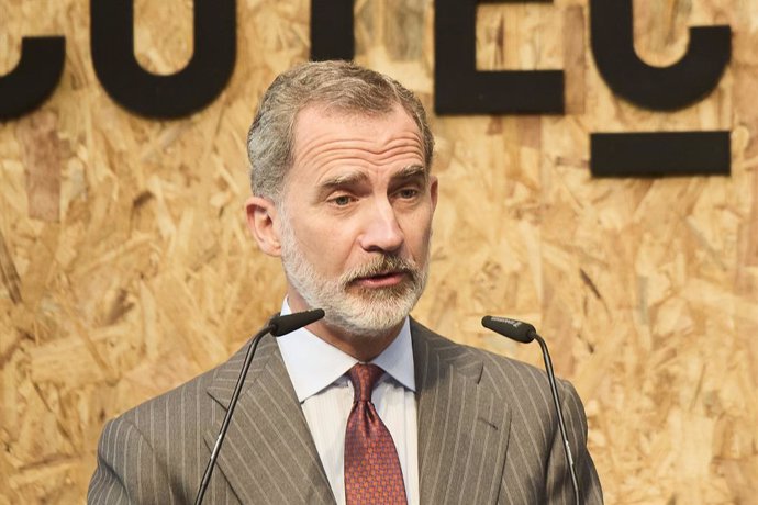 26 May 2021, Spain, Madrid: Spanish King Felipe VI delivers a speech during the Council of Occupational Therapists for European Countries (COTEC) Foundation report presentation at La Nave in Madrid. Photo: Oscar Fuentes/SOPA Images via ZUMA Wire/dpa
