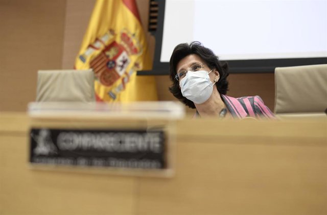 La presidenta del Tribunal de Cuentas, María José de la Fuente y de la Calle, a su llegada a la Comisión Mixta para las Relaciones con el Tribunal de Cuentas, en el Congreso