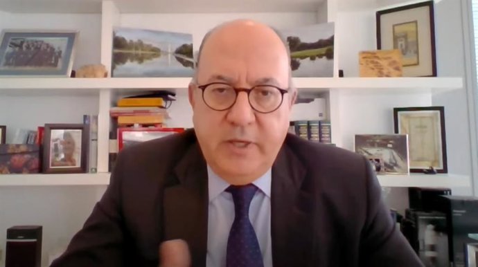 El presidente de AEB, José María Roldán, interviene por videoconferencia en NEF Tendencias el 14 de junio de 2021.