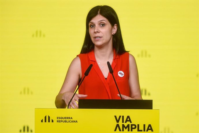 La secretaria general adjunta y portavoz de ERC, Marta Vilalta, en rueda de prensa telemática.