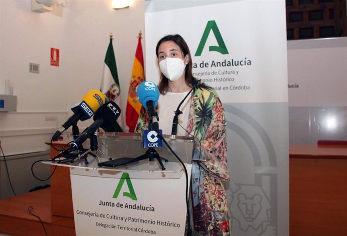 La delegada de Cultura y Patrimonio Histórico de la Junta en Córdoba, Cristina Casanueva, en rueda de prensa.