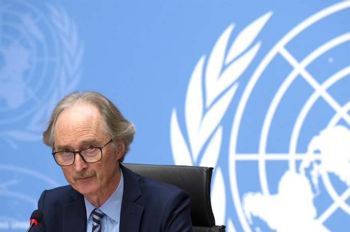 Archivo - HANDOUT - 29 January 2021, Switzerland, Geneva: UN special envoy for Syria Geir Otto Pedersen briefs the press following the conclusion of the fifth round of Syrian Constitutional Committee session. Photo: Violaine Martin/UN Geneva/dpa - ATTEN