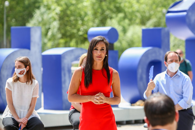 La vicealcaldesa de Madrid, Begoña Vilacís, durante el acto en el que el Ayuntamiento hace balance de los dos años de gobierno, a 15 de junio de 2021, en Madrid (España)