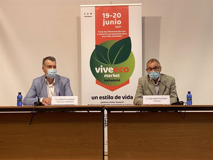 Presentación de VivEco Market, fruto de la colaboración entre Feria de Valladolid y el operador ferial TIZ Expo, cuyos representantes, Alberto Alonso y José María Quesada, respectivamente, han ofrecido una rueda de prensa.