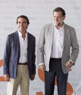 Archivo - Mariano Rajoy y José María Aznar en la cita anual con el Campus FAES