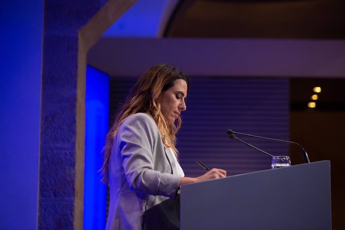 La portavoz del Govern de Cataluña, Patrícia Plaja, interviene en una rueda de prensa posterior al Consell Executiu, a 15 de junio de 2021, en la Generalitat de Catalunya, Barcelona, (España).