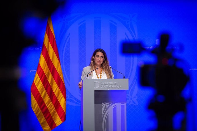 La portavoz del Govern, Patrícia Plaja, interviene en una rueda de prensa posterior al Consell Executiu, a 15 de junio de 2021, en la Generalitat de Catalunya, Barcelona, (España).