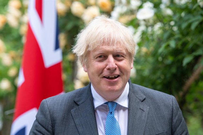 15 June 2021, United Kingdom, London: UK Prime Minister Boris Johnson reacts after agreeing the broad terms of a free trade deal between the UK and Australia, the UK's first trade deal negotiated fully since leaving the European Union. Photo: Dominic Li