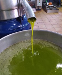 Archivo - Aceite de oliva virgen extra fluyendo en una almazara cordobesa.