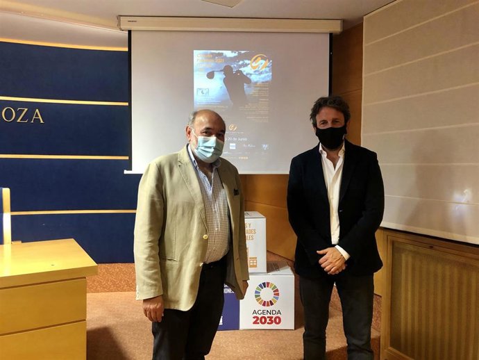 El alcalde de Calatayud, José Manuel Aranda, y el gerente, Jorge Piera durante la presentación