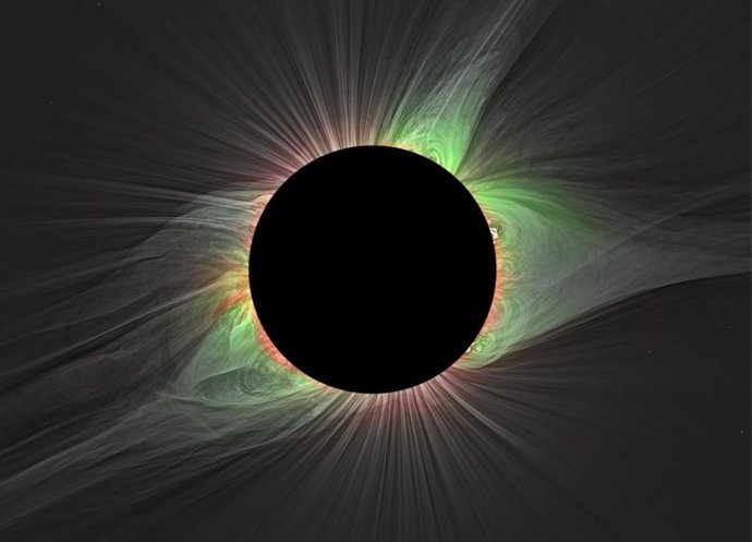 Los filtros especiales permiten a los científicos medir diferentes temperaturas en la corona durante los eclipses solares totales, como este visto en Mitchell, Oregon, el 21 de agosto de 2017.