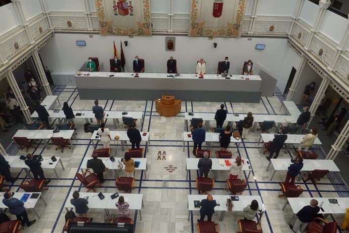 Imagen del pleno de debate y votación del Dictamen de la Comisión de Economía, Hacienda y Presupuesto, al proyecto de ley de Presupuestos Generales de la Comunidad Autónoma de la Región de Murcia para 2021