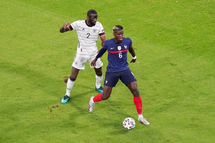Antonio Rudiger of Germany, Paul Pogba of France during the UEFA Euro 2020, Group F football match between France and Germany on June 15, 2021 at Allianz Arena in Munich, Germany - Photo Andre Weening / Orange Pictures / DPPI