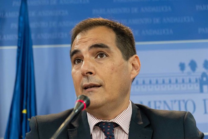 El portavoz parlamentario del PP-A, José Antonio Nieto, en rueda de prensa este miércoles.