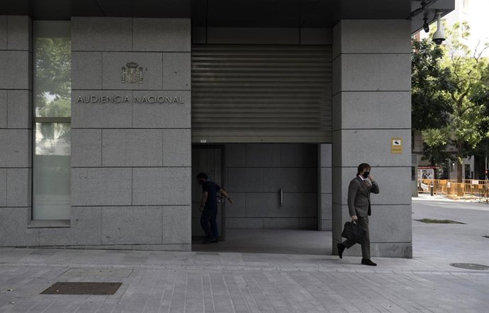 Entrada de la Audiencia Nacional el día en el que declara el inspector de la Policía Manuel Morocho en relación al caso kitchen, a 15 de junio de 2021, en Madrid (España). El juez de la Audiencia Nacional Manuel García-Castellón interroga este martes 