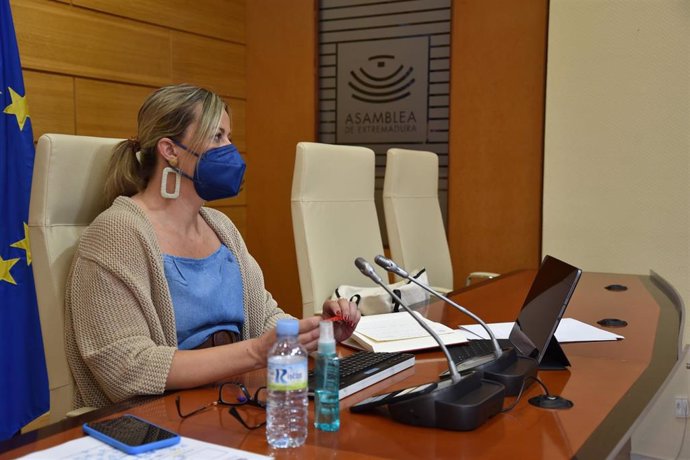 La presidenta de la Asamblea de Extremadura, Blanca Martín, participa por videoconferencia en la CALRE