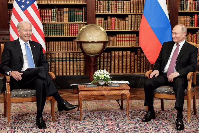 Los presidentes de Estados Unidos y Rusia, Joe Biden y Vladimir Putin, en su reunión en Ginebra. 