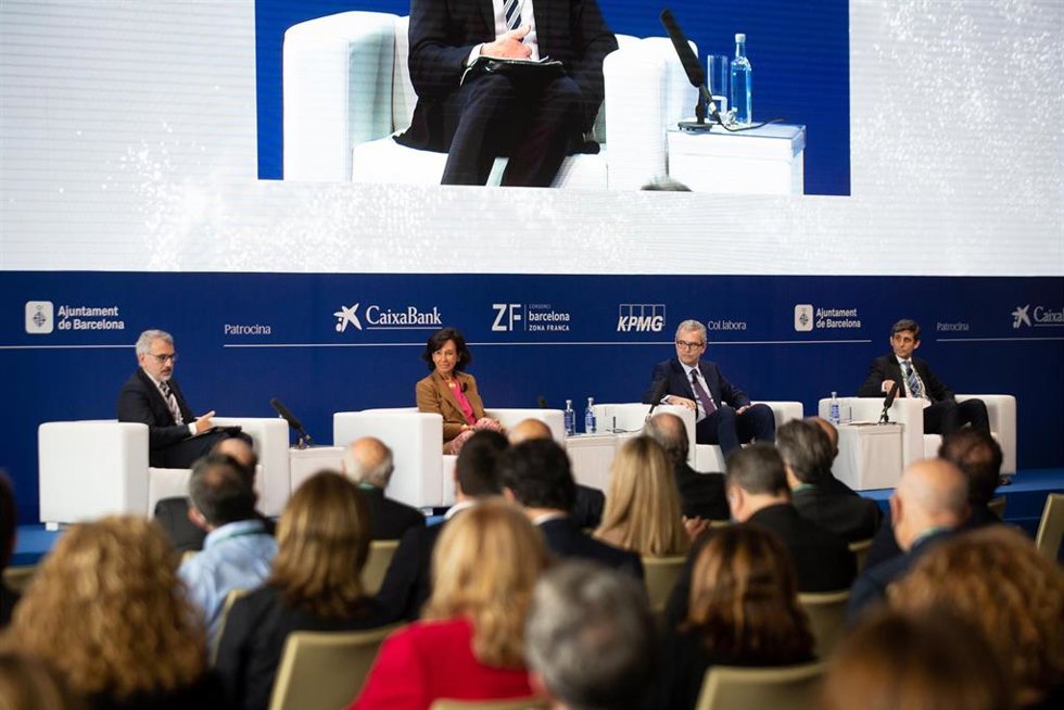 Marc Puig (Cercle d'Economia, José M. Álvarez-Pallete (Telefónica), Ana Botín (Banco Santander) y Pablo Isla (Inditex) en la Reunión del Círculo de Economía