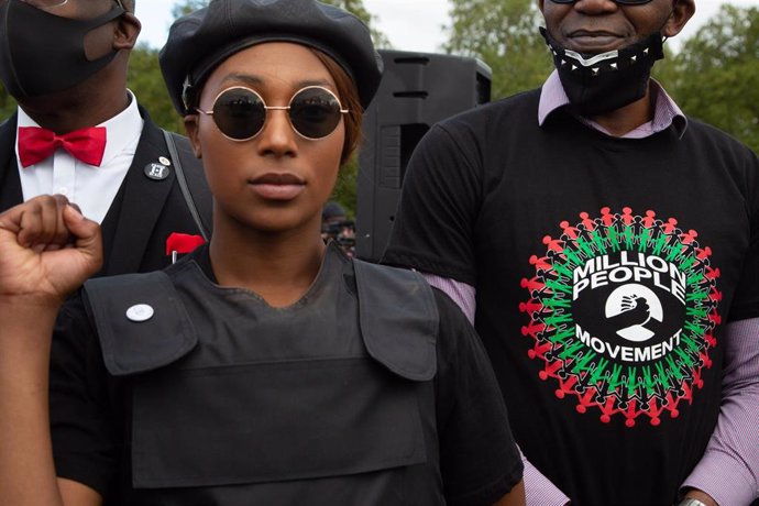 Sasha Johnson durante una movilización de Black Lives Matter en Londres.