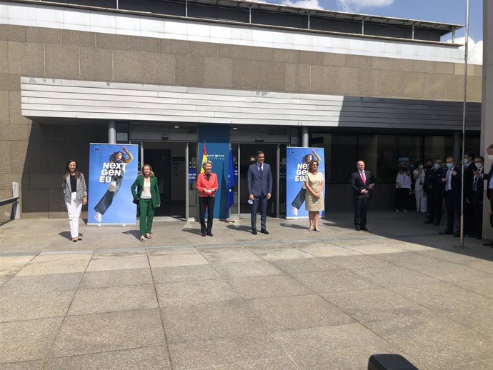 Encuentro entre la presidenta de la Comisión Europea, Ursula von der Leyen, y el presidente del Gobierno, Pedro Sánchez el 16/06/2021 para anunciar la aprobación del plan de recuperación de España.