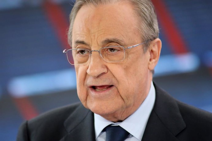 Archivo - Florentino Perez, President of Real Madrid, during the presentation of Eden Hazard as new player of Real Madrid at Santiago Benrabeu Stadium in Madrid, Spain, on June 13, 2019.