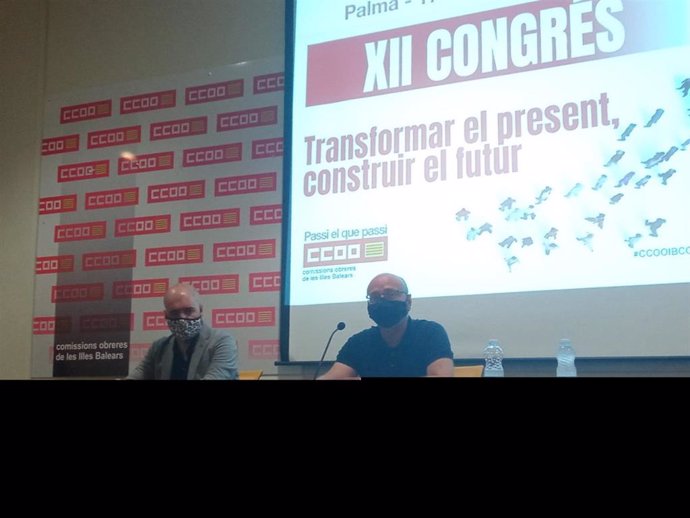 El secretario general de CCOO, Unai Sordo, y el secretario general de CCOO Baleares, José Luis García.