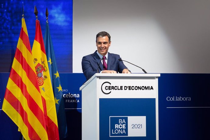 El president del Govern, Pedro Sánchez, intervé en la clausura de la tercera sessió de la XXXVI Reunió del Cercle d'Economia, a 18 de juny de 2021, a Barcelona, Catalunya, (Espanya). 