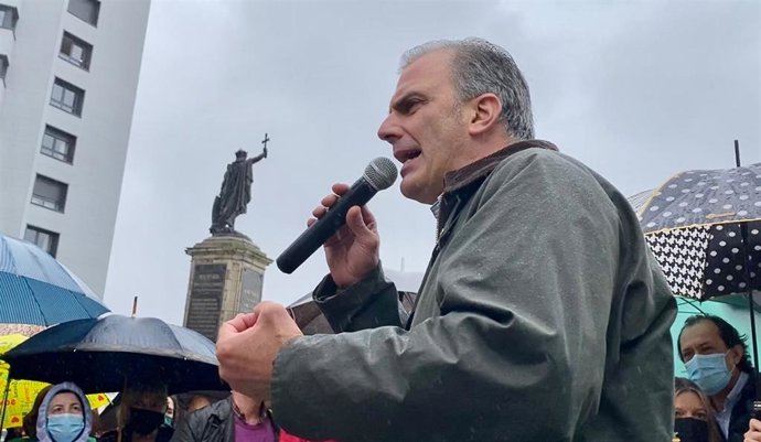 El secretario general de Vox, Javier Ortega Smith, en un acto público en Gijón