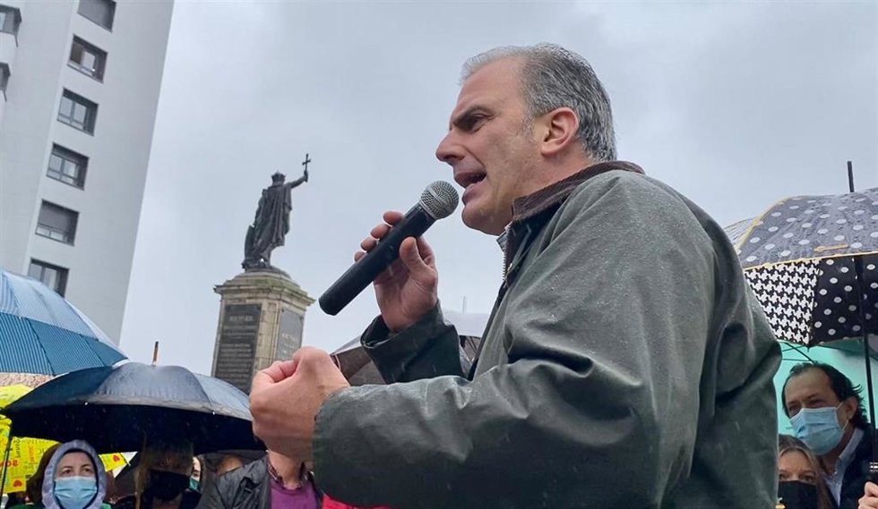 El secretario general de Vox, Javier Ortega Smith, en un acto público en Gijón