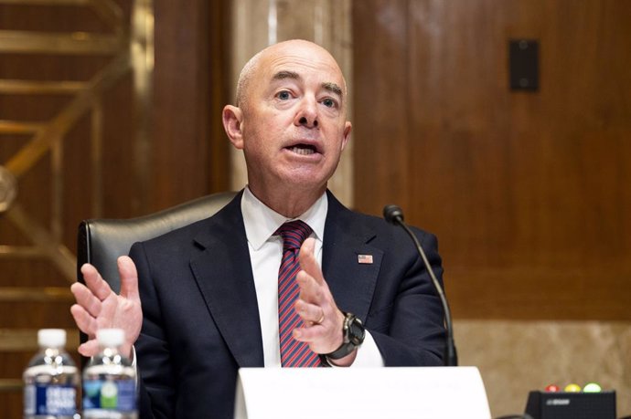 26 May 2021, US, Washington: US Secretary of Homeland Security Alejandro Mayorkas speaks during a hearing of the Senate Appropriations Subcommittee on Homeland Security. Photo: Michael Brochstein/ZUMA Wire/dpa