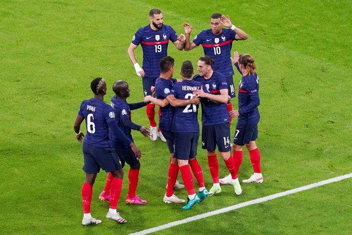 The French national team celebrating during the UEFA Euro 2020, Group F football match between France and Germany on June 15, 2021 at Allianz Arena in Munich, Germany - Photo Andre Weening / Orange Pictures / DPPI