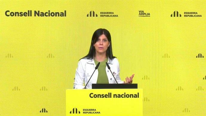 La secretaria general adjunta y portavoz de ERC, Marta Vilalta, en su intervención telemática del Consell Nacional de ERC.