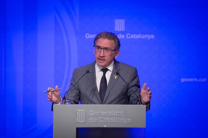 El nuevo consejero de Economía del Gobierno catalán, Jaume Giró, interviene en la presentación del acuerdo con agentes sociales para el plan de ayudas a empresas, autónomos y trabajadores en ERTE por el Covid-19, a 14 de junio de 2021, en Barcelona, Cat