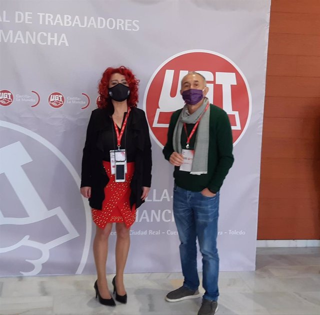 Archivo - Olga Arribas y Pepe Álvarez en el Congreso de UGT Castilla-La Mancha