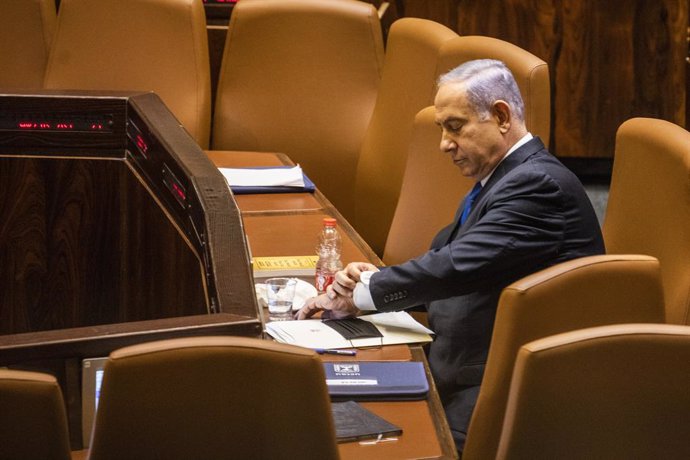 13 June 2021, Israel, Jerusalem: Israeli Prime Minister Benjamin Netanyahu attends a session at the Israeli Parliament (Knesset), which has convened to vote on the country's next government under Naftali Bennett, who is set to become Israel's new Prime 