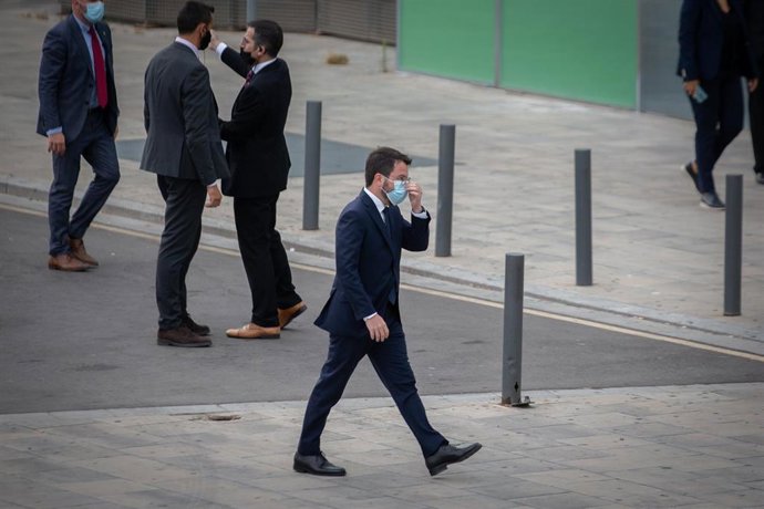 El presidente de la Generalitat, Pre Aragonés, a su llegada al W Barcelona para asistir a una cena inaugural de la XXXVI reunión anual del Cercle D'Economía, a 16 de junio de 2021, en Barcelona, Catalunya (España). Felipe VI protagoniza hoy la primera 